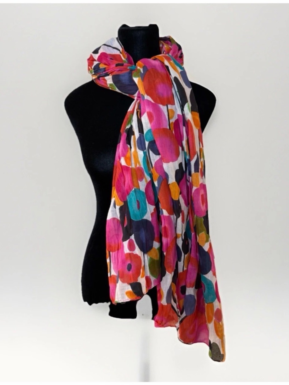 Maximalist Pink Floral Scarf Designed In France Pop OfColor Catch Me 100% Cotton